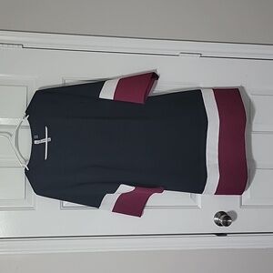 NY Collection Women's Dress PM Black White and Burgundy